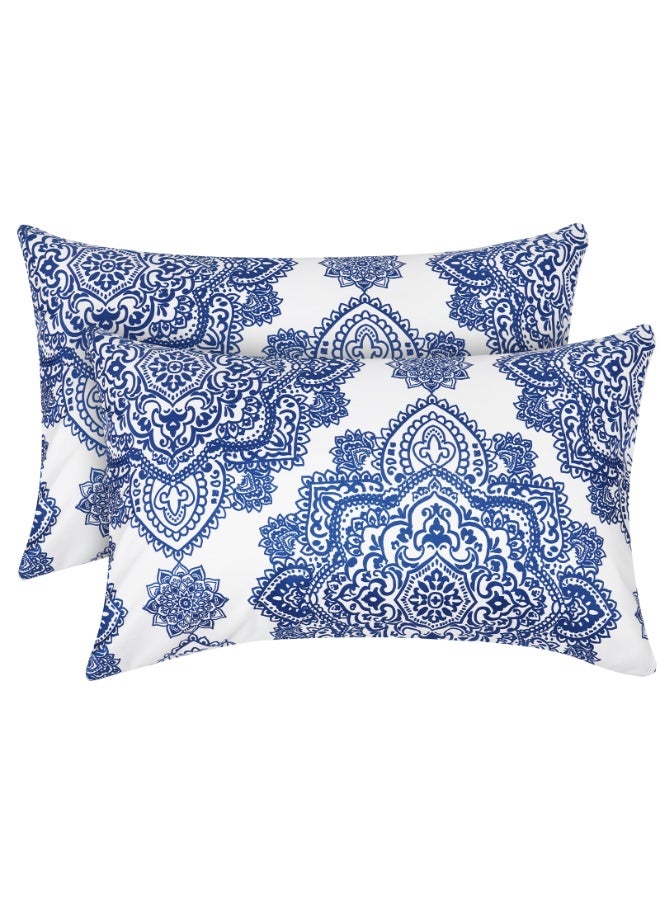 PHF 2 Piece Queen Microfiber Pillowcases, Silky Soft Smooth Breathable Luxury Hotel Collection, 50 cm x 75 cm, Navy Blue - Image 1