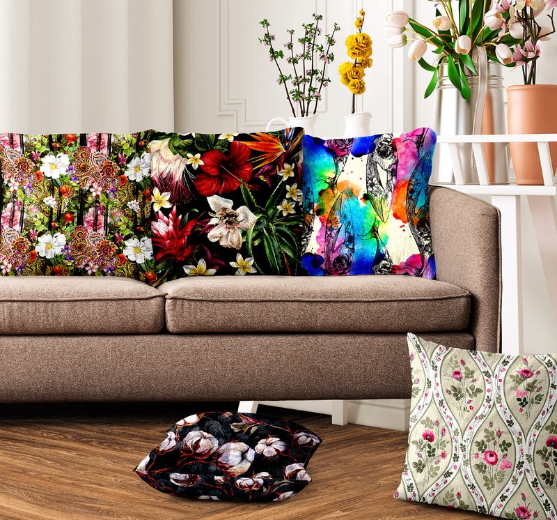 Ultimate Trends Polyester Digital Modern Printed Cushion Cover 24x24 Set of 5, Multi Color (UTCC-1039_ 24) - Image 1