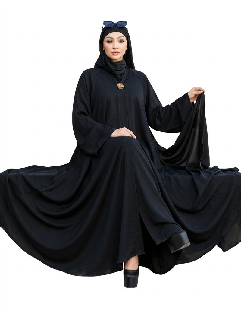 Elegant Black Long Women's Abaya with Wide Design, Ideal for Daily & Formal Occasions, Made from Soft Breathable Fabric, Classic Black Color - Size 3x - Image 4