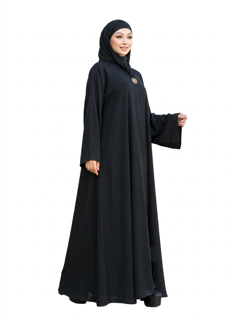 Elegant Black Long Women's Abaya with Wide Design, Ideal for Daily & Formal Occasions, Made from Soft Breathable Fabric, Classic Black Color - Size 3x - Image 3