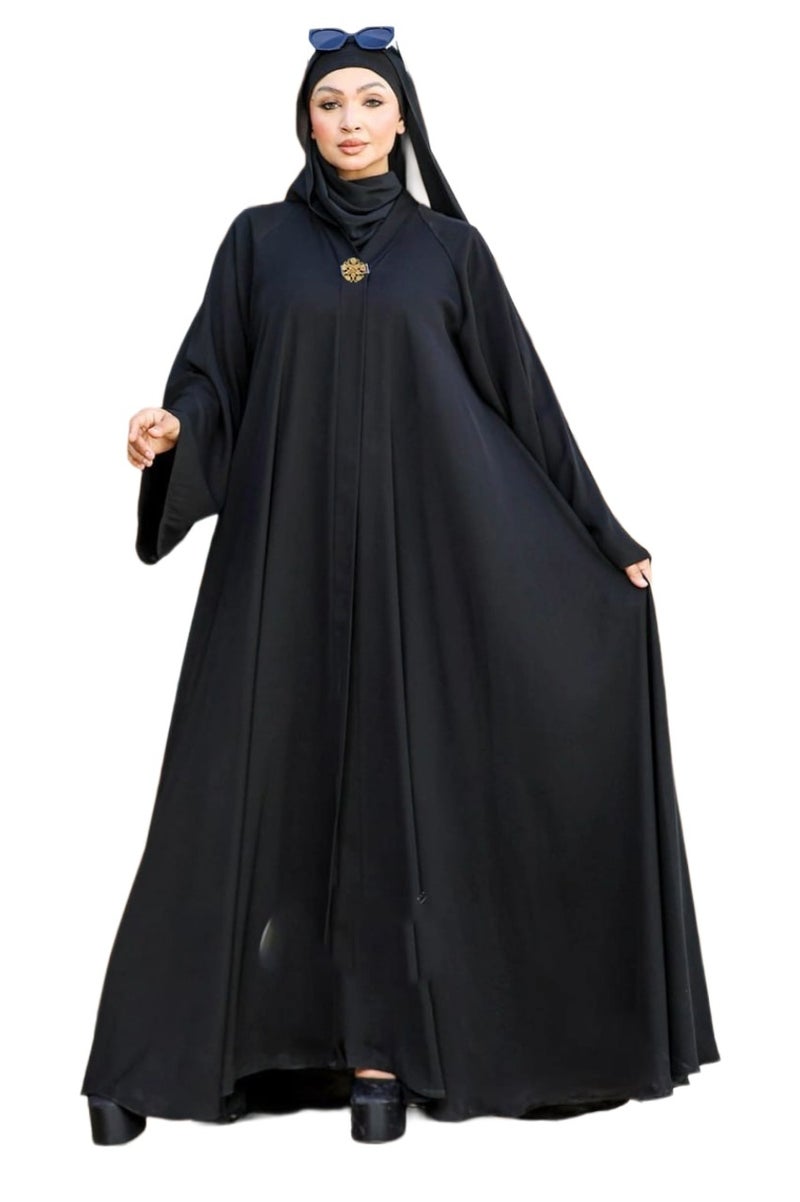 Elegant Black Long Women's Abaya with Wide Design, Ideal for Daily & Formal Occasions, Made from Soft Breathable Fabric, Classic Black Color - Size 3x - Image 1