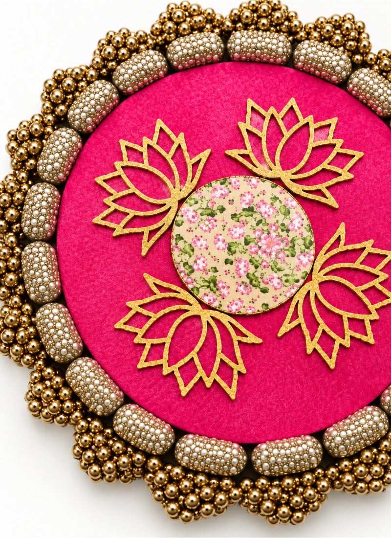 Madhoor Lotus Pichwai Decorative Rangoli Design Pink for Diwali, Pooja & Festive Floor Decor, 11 Inches - Image 2