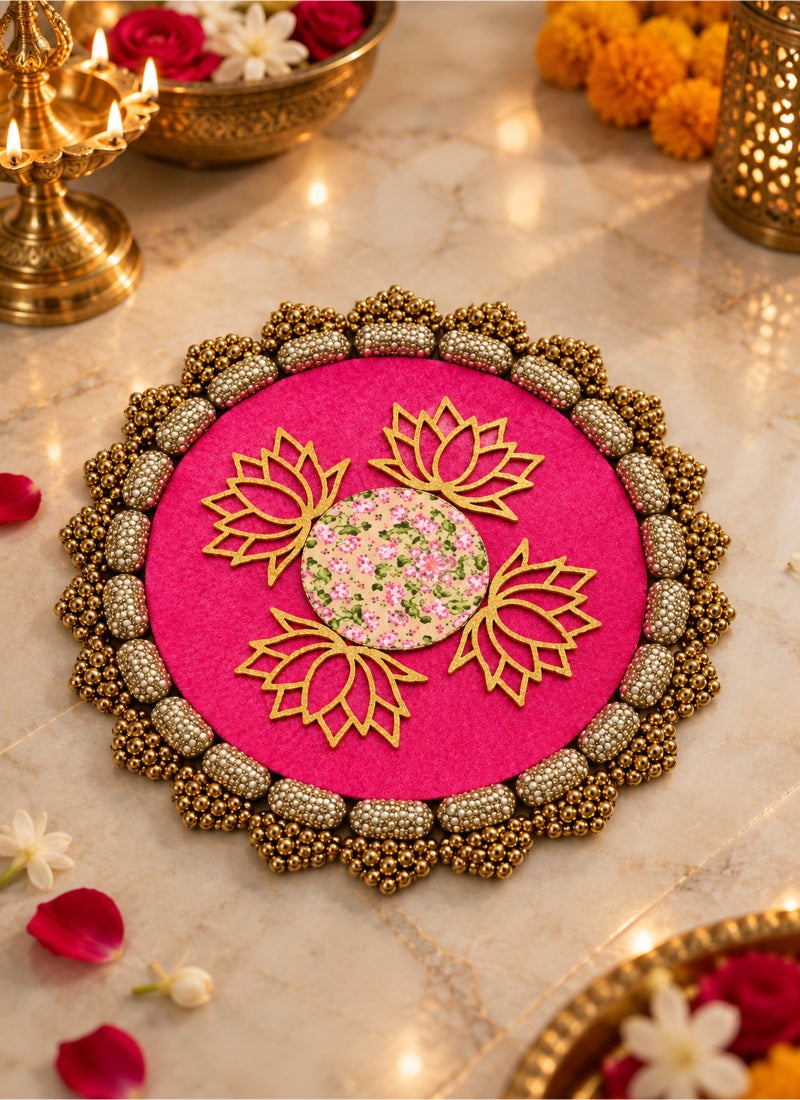 Madhoor Lotus Pichwai Decorative Rangoli Design Pink for Diwali, Pooja & Festive Floor Decor, 11 Inches - Image 3