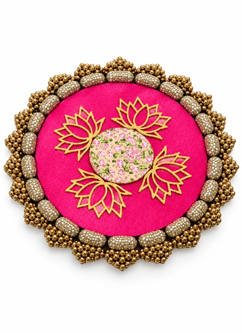 Madhoor Lotus Pichwai Decorative Rangoli Design Pink for Diwali, Pooja & Festive Floor Decor, 11 Inches - Image 4