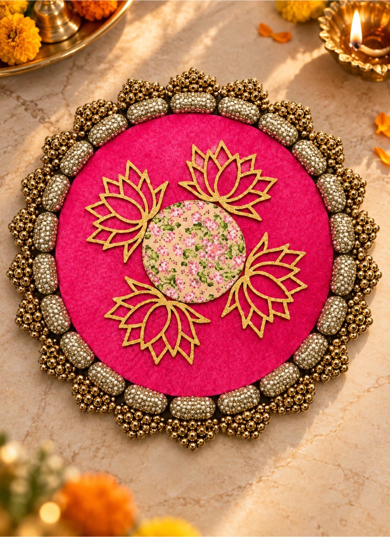 Madhoor Lotus Pichwai Decorative Rangoli Design Pink for Diwali, Pooja & Festive Floor Decor, 11 Inches - Image 1