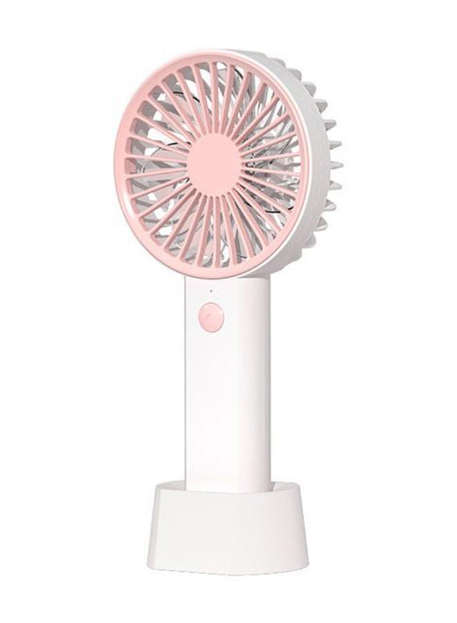 NIBEMINENT Mini Portable Handheld Table Fan White/Pink  - Image 1