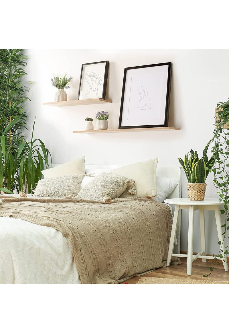 2-Pcs Floating Wall Shelves 40×15 cm Beige