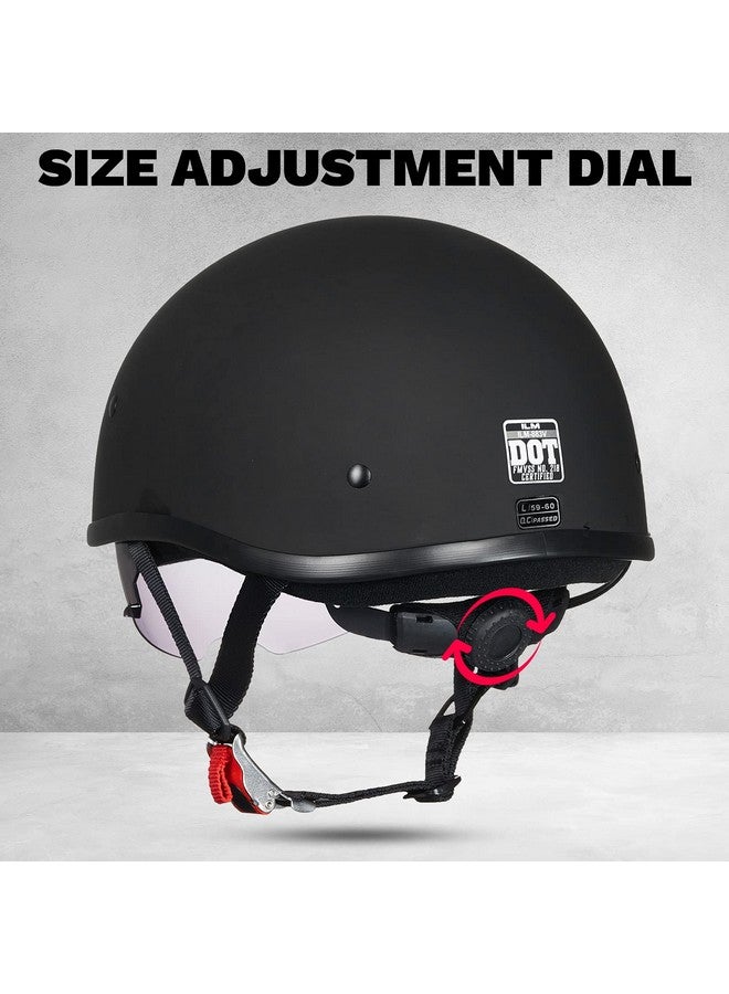 ILM Motorcycle Half Helmet With Sunshield Quick Release Strap Half Face Fit For Cruiser Scooter Dot Approved 883V (Matte Black, X-Large) - Image 3