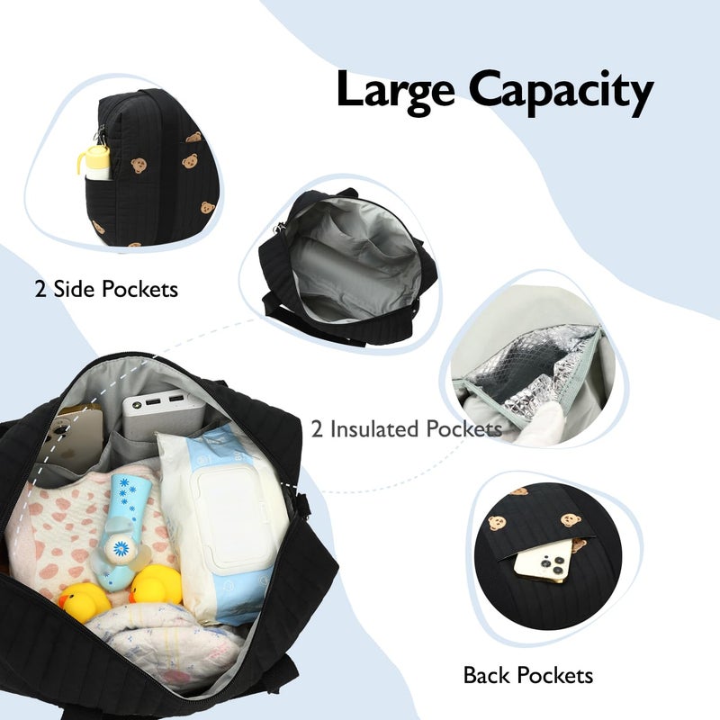 LORADI Convertible Diaper Bag Tote with Insulated Pockets and Stroller Hooks for Travel newborn - Image 4