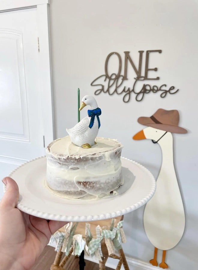 QENWWENG One Silly Goose Sign for Backdrop,Silly Goose Birthday Sign for 1st Birthday Party Decoration,Silly Goose First Birthday Decorations Duck Birthday Funny Goose Party Supplies - Image 2