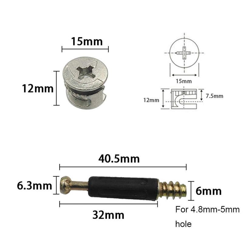 Teclican 3-in-1 Furniture Connecting Kit, Furniture Connecting Cam Lock Fittings, Cam Lock Nuts and Cam Screws- Pack of - (10) - Image 3