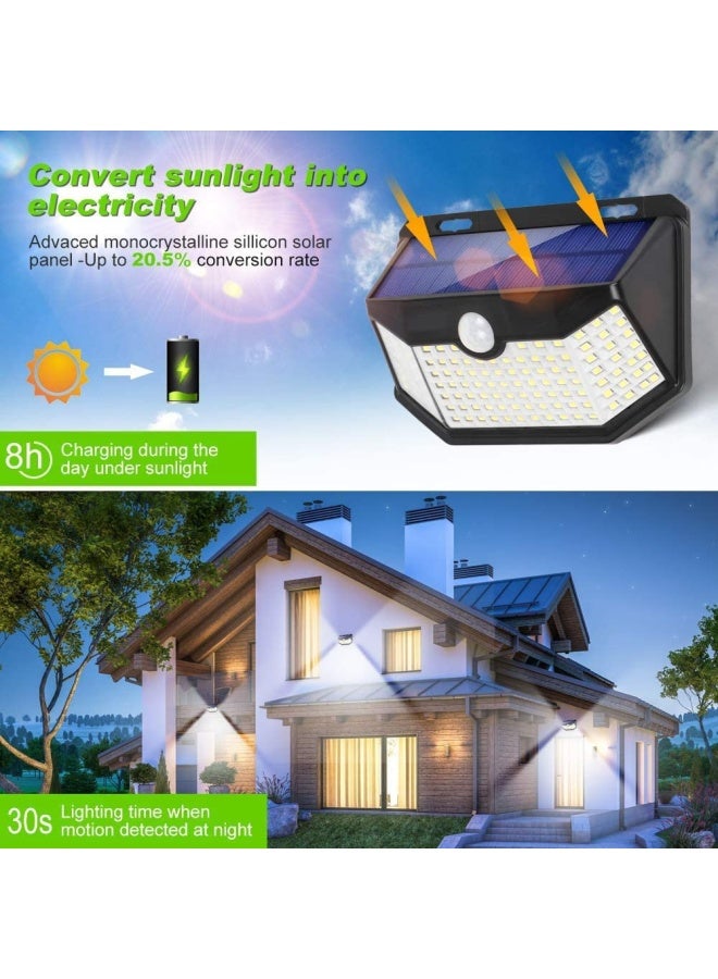 Hmcity  Solar Lights Outdoor 120 Led With Lights Reflector And 3 Lighting Modes Motion Sensor Wall Lights Ip65 Waterproof Solar Powered For Garden Patio Yard 2Pack - Image 2