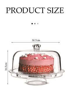 DUNISO 6 In 1 Cake Stand, Cake Tray With Round Top Cover,Multifunctional Plastic Serving Platter And Cake Plate,Easy To Clean,Use As Salad Bowl/Veggie Platter/Punch Bowl/Desert Platter/Nachos & Salsa Plate,30.7 * 30.7 * 16.5cm  - Image 2