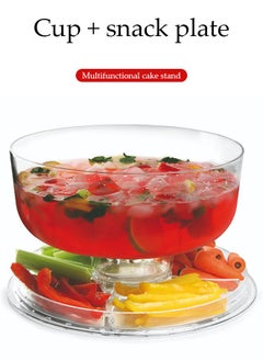 DUNISO 6 In 1 Cake Stand, Cake Tray With Round Top Cover,Multifunctional Plastic Serving Platter And Cake Plate,Easy To Clean,Use As Salad Bowl/Veggie Platter/Punch Bowl/Desert Platter/Nachos & Salsa Plate,30.7 * 30.7 * 16.5cm  - Image 3