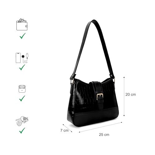Fastrack Cherry on Top Shoulder Bag for Women | Medium Size with Buckle Lock, Top Zip Closure & Inner Access Pockets | Trendy Croco-Textured Everyday Shoulder Bag - Image 4