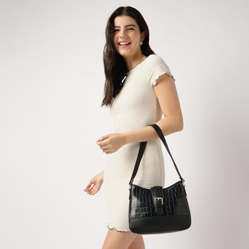 Fastrack Cherry on Top Shoulder Bag for Women | Medium Size with Buckle Lock, Top Zip Closure & Inner Access Pockets | Trendy Croco-Textured Everyday Shoulder Bag - Image 2