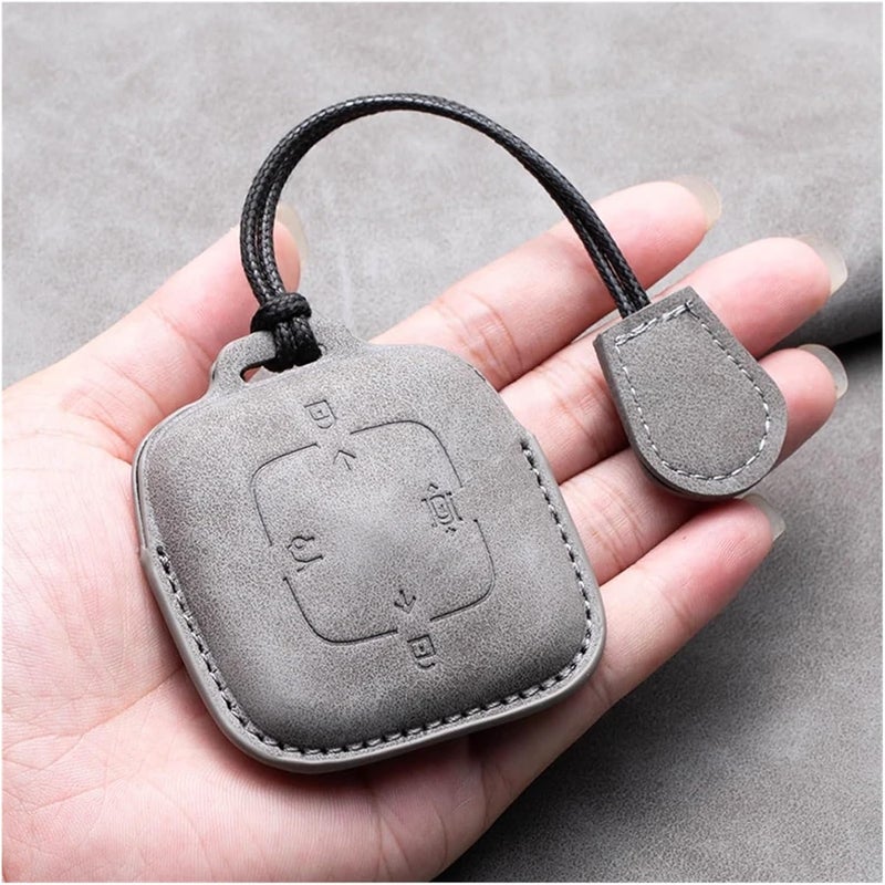 Leather Car Key Case Cover Compatible for Zeekr 001 X 2023 2024 Car Remote Key Fob Shell Holder Keychain Accessories(Style 4) - Image 4
