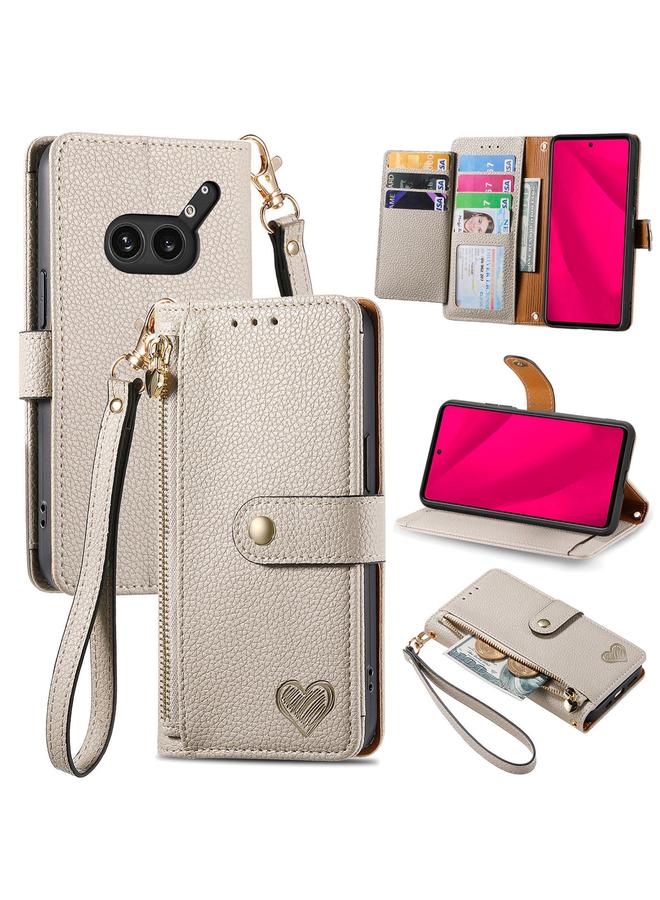 S-TOP Case For Nothing Phone 2a Plus Love Zipper Lanyard Leather Phone Case - Image 1