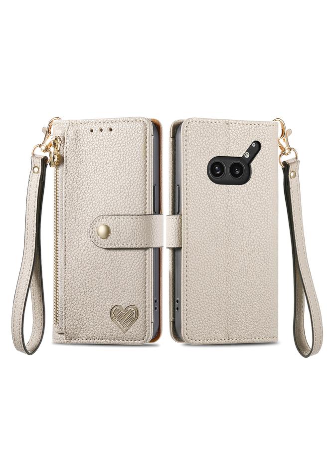 S-TOP Case For Nothing Phone 2a Plus Love Zipper Lanyard Leather Phone Case - Image 2