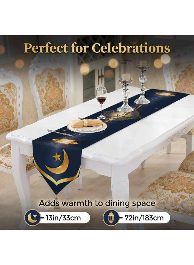 XiuWoo مفرش طاولة رمضان كريم لتزيين الطاولة، مفرش طاولة رمضان الإسلامي، عيد مبارك، حفلة المنزل، المطبخ، غرفة الطعام - Image 4