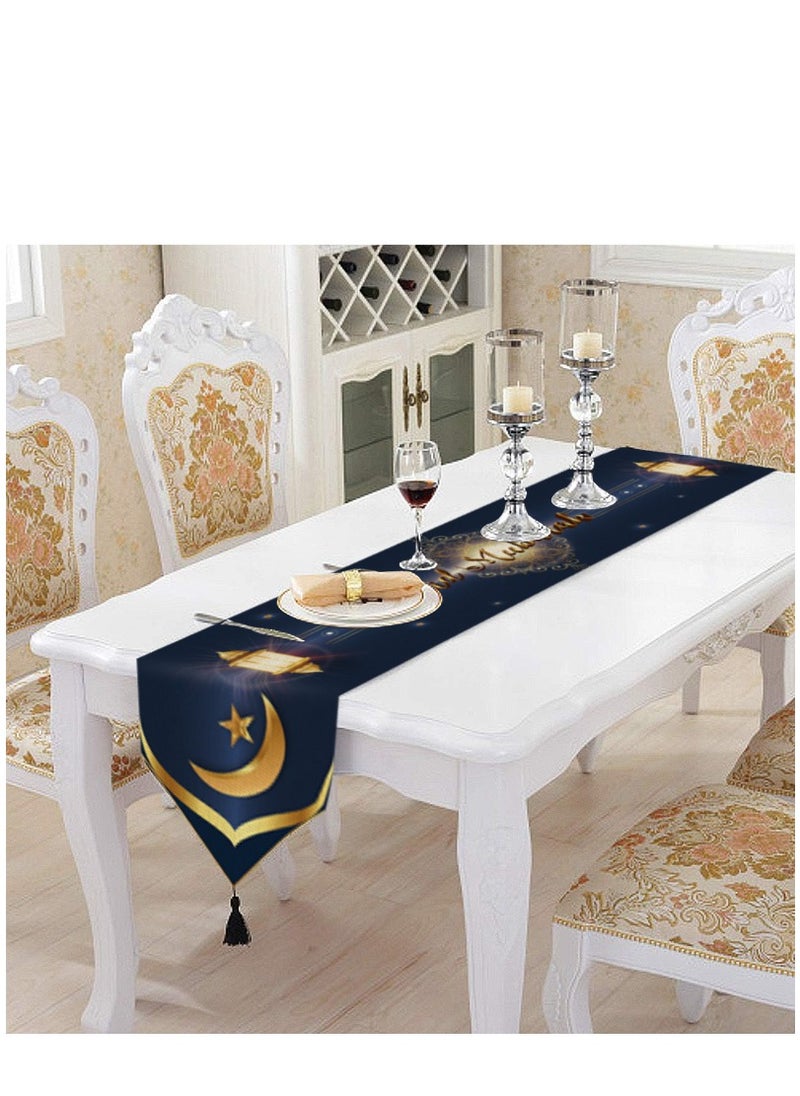 XiuWoo - Ramadan Kareem Table Runner Table Decorations  Islamic Ramadan Table Runner Muslim Eid Mubarak Party Home Kitchen Dining Room Table - Image 1