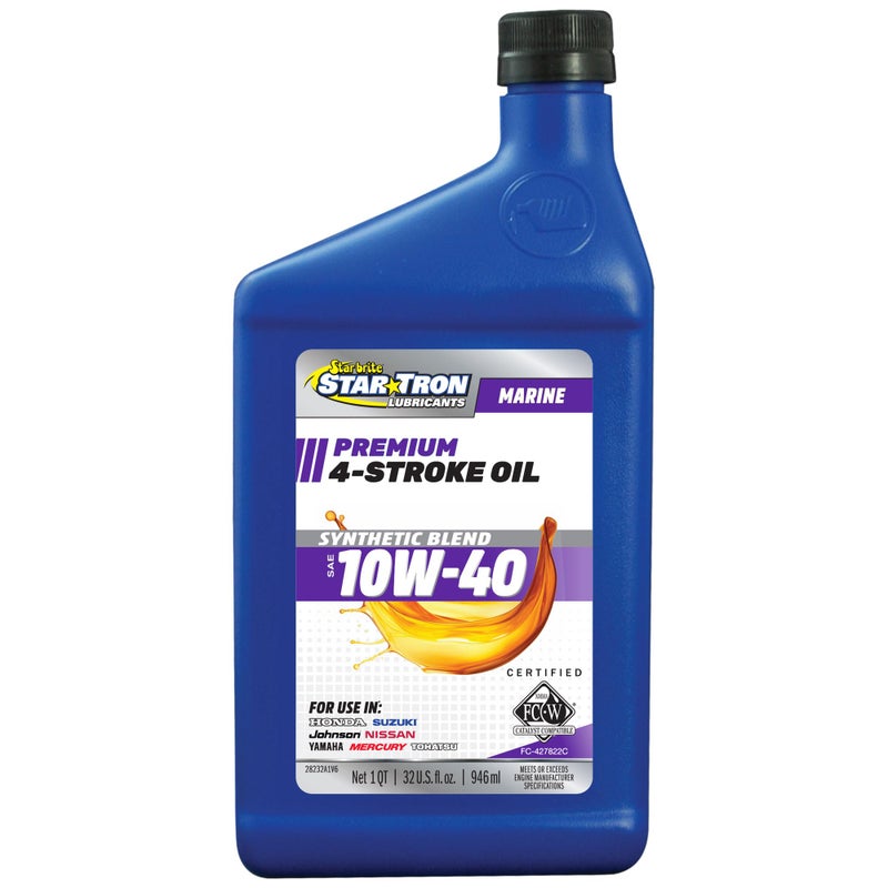 STAR BRITE Super Premium 4 Stroke Marine Oil - 10W-40 Synthetic Blend Engine Oil for Outboards, Gasoline Inboards & Stern Drives - NMMA FC-W Certified, 32 OZ (028232) - Image 5