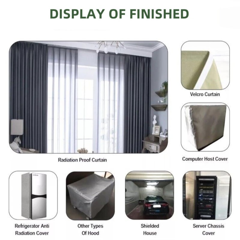 Amradield Copper Nickel Faraday Fabric Cloth 39"x43" Reduce Harmful Signals WiFi 5G Cell Bluetooth GPS Grounding Mobile Phone Copper Nickel Material Certified Protection Healthy DIY Fabric - Image 4