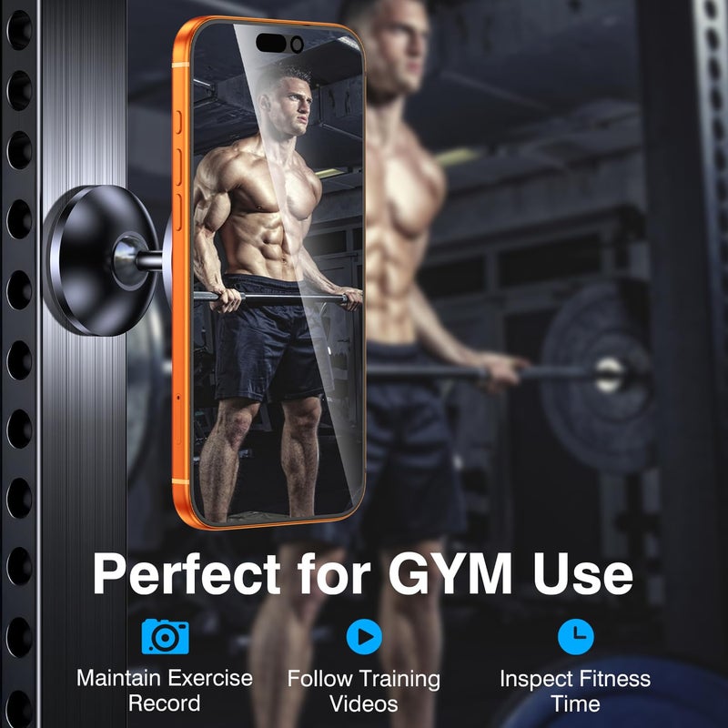 Coolpow Gym Magnetic Phone Holder Mount for MagSafeã€All Metalã€‘Dual Magnetic Phone Holder for Gym Accessories Attach to Metal Surface, Gym Phone Holder Magnet for iPhone 16 15 14 13 Pro Max Gift for Men Women - Image 3