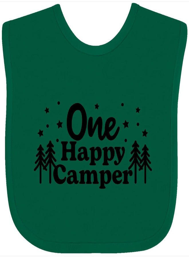 inktastic 1 Happy Camper Baby Bib Green 47719 - Image 1