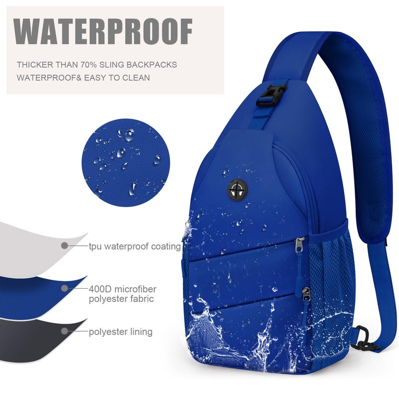 Pritent Crossbody Bags for Women Men Trendy Sling Bag Bakpack Casual Chest Bag with Convertible Shoulder Strap Travel Cross Body Bag for Hiking Traveling Outdoorsï¼ˆMedium,Royal Blue - Image 2