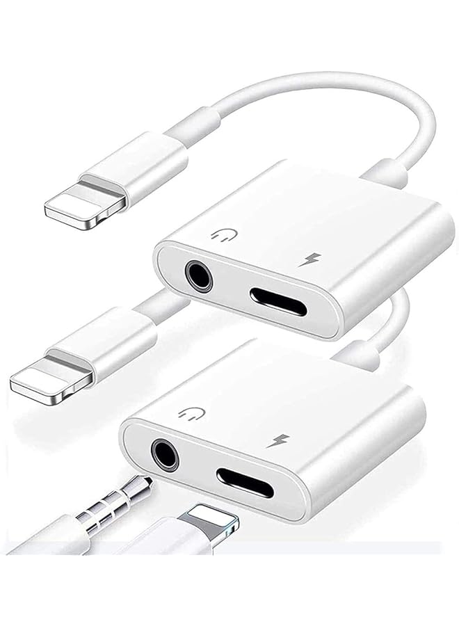 إيروريكس محول سماعة رأس 2 في 1 لشاحن آيفون وموزع صوت Aux لجهاز آيباد وآيبود متوافق مع جميع أجهزة آي أو إس، عبوتان - Image 1