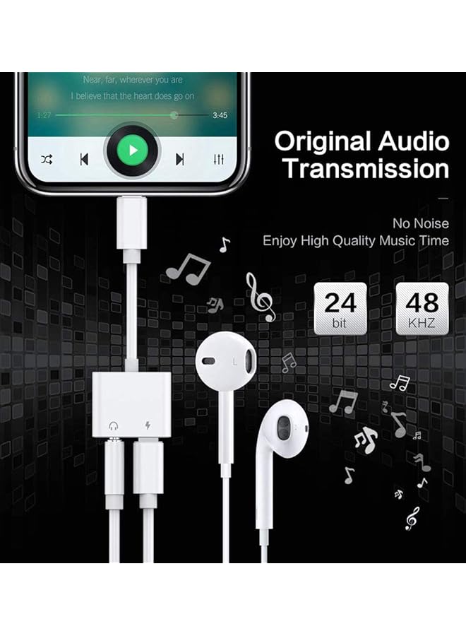 إيروريكس محول سماعة رأس 2 في 1 لشاحن آيفون وموزع صوت Aux لجهاز آيباد وآيبود متوافق مع جميع أجهزة آي أو إس، عبوتان - Image 3