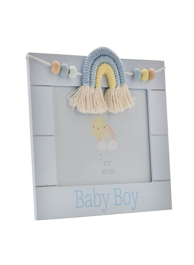 Oaktree Gifts إطار صور خشبي ماكرامي قوس قزح للصبي 4" × 6" من أوك تري هدايا - Image 1