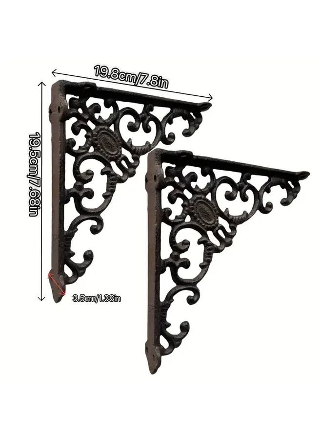2 Pack Dark Brown Heavy Duty Cast Iron Shelf Brackets 7 8in X 7 68in - Image 4