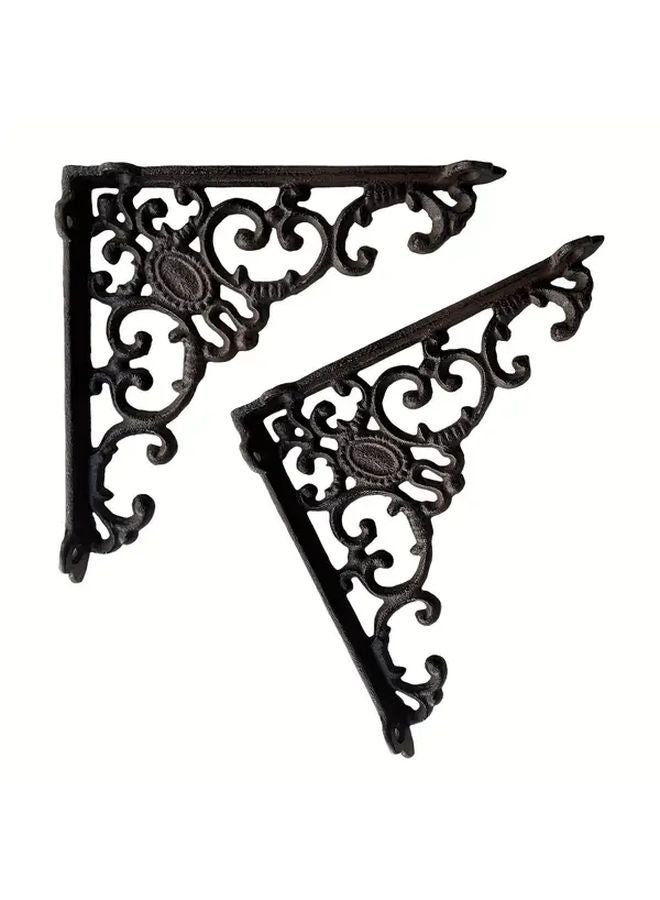 2 Pack Dark Brown Heavy Duty Cast Iron Shelf Brackets 7 8in X 7 68in - Image 3