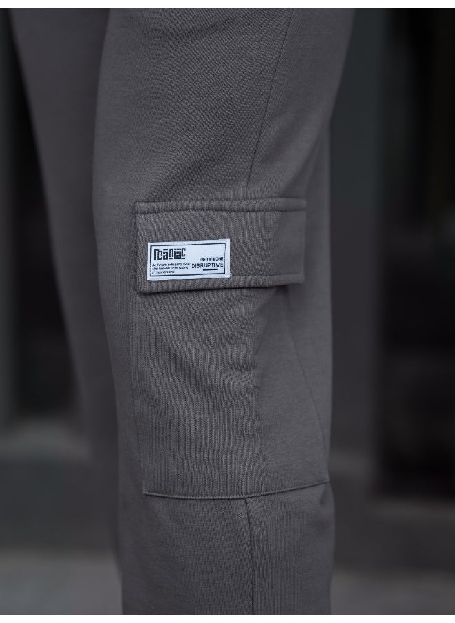 Maniac Maniac Men Solid Dark Grey Baggy fit Cargo Pant  - Image 3
