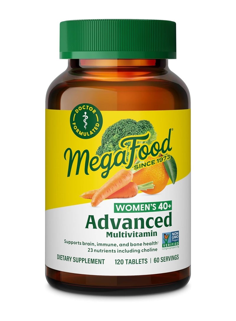 MegaFood Women's 40+ Advanced Multivitamin - Supports Brain, Immune and Bone Health,23 nutrients including choline 120 Tablets (60 servings) - Image 1