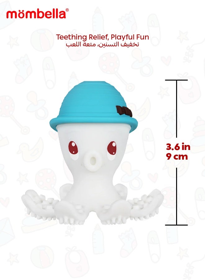 مومبيلا لعبة عضاضة الأخطبوط | مساعدة لعض الأسنان بنسيج متعدد | يمكن تجميدها في الفريزر | صوت صفارة | آمنة للأطفال من 3 إلى 6 أشهر | أبعاد المنتج: 9.2 × 9.2 × 9.2 سم - Image 1