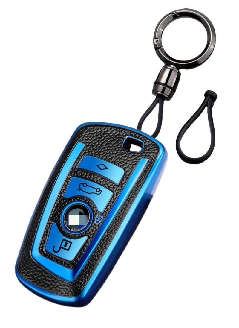 OUYoo OUYoo Suitable for BMW key fob,Advanced soft TPU key box is compatible with X1 X3 X4 X5 X6 1 2 4 5 6 7 M3 M5 M6 GT3 GT5 G30 F10 F15 F16 F20 series smart key,With a key chain.（Blue）  - Image 1