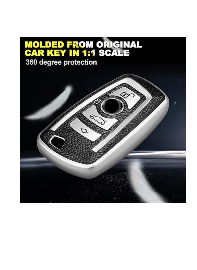 OUYoo OUYoo Suitable for BMW key fob,Advanced soft TPU key box is compatible with X1 X3 X4 X5 X6 1 2 4 5 6 7 M3 M5 M6 GT3 GT5 G30 F10 F15 F16 F20 series smart key,With a key chain.（Blue）  - Image 3