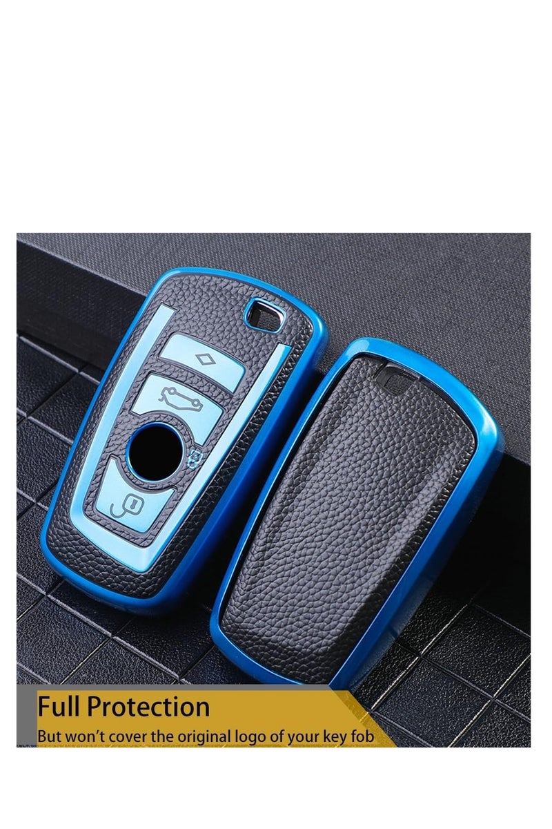 OUYoo Suitable for BMW key fob,Advanced soft TPU key box is compatible with X1 X3 X4 X5 X6 1 2 4 5 6 7 M3 M5 M6 GT3 GT5 G30 F10 F15 F16 F20 series smart key,With a key chain.（Blue） - Image 3
