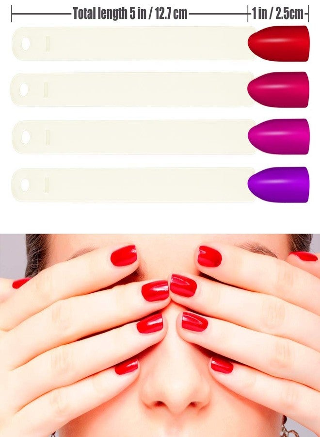 Onwon 100 Pieces Nail Art Polish Display Practice Stick with Metal Split Ring Holder - Transparent Finger Clipper Nail Art Tips Display Swatches Nail Polish Color Board Card Plates Practice Templates - Image 5