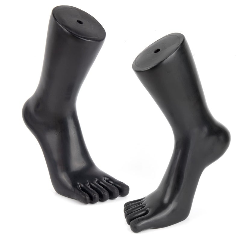 Framendino Framendino 2 Pack Plastic Mannequin Foot Display Model Stand for Jewelry Ankle Chain Socks Shoes Black Left Right