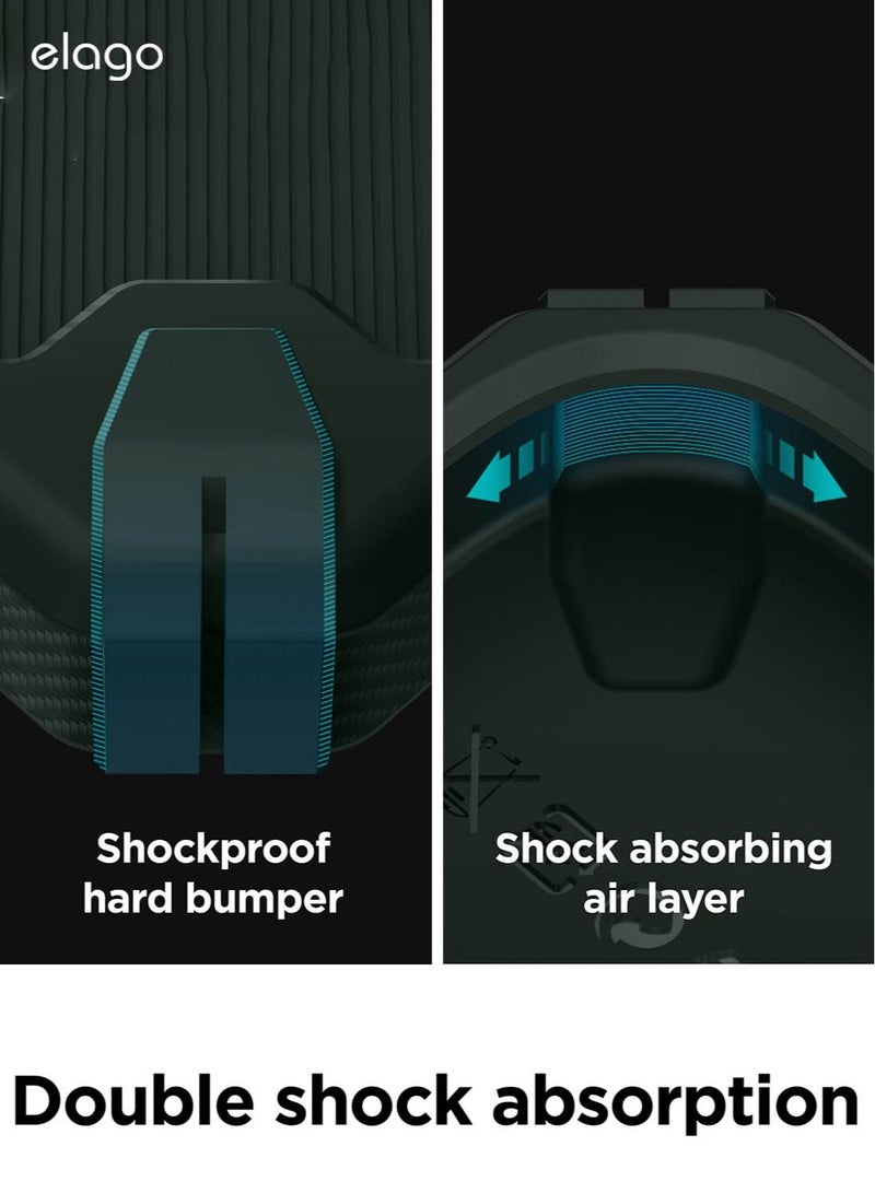 Elago جراب Armor لهاتف iPhone 14 Pro Max من الدرجة العسكرية بنمط ألياف الكربون - أخضر غامق - Image 5