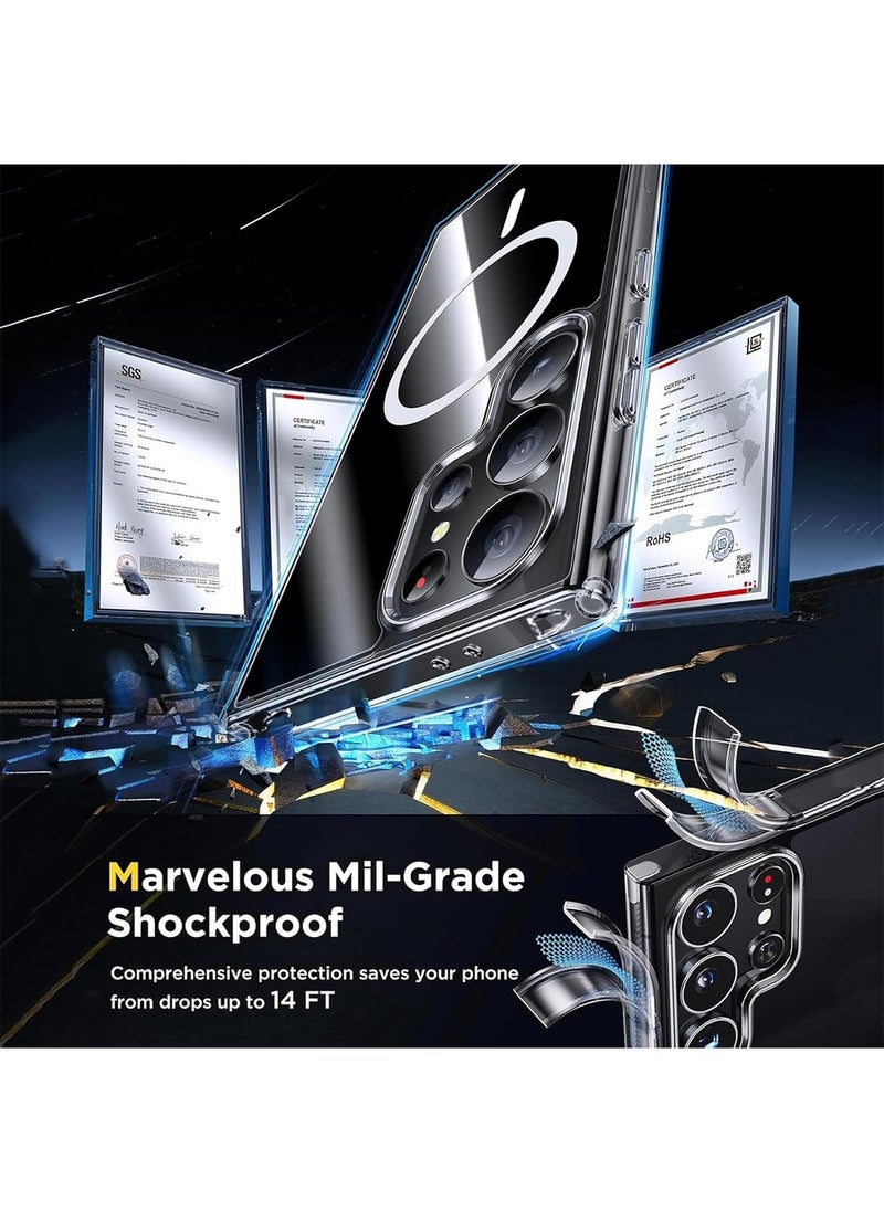 Aookay - [5 in 1] for Samsung Galaxy S25 Ultra Case, Magnetic Clear Case for Magsafe with 2 Tempered Glass Screen Protector 2 Camera Lens Protector [No-Yellowing] Wireless Charging Transparent Back Slim Cover Case - Image 1