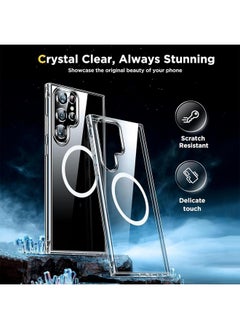 Aookay [5 in 1] for Samsung Galaxy S25 Ultra Case, Magnetic Clear Case for Magsafe with 2 Tempered Glass Screen Protector 2 Camera Lens Protector [No-Yellowing] Wireless Charging Transparent Back Slim Cover Case  - Image 4