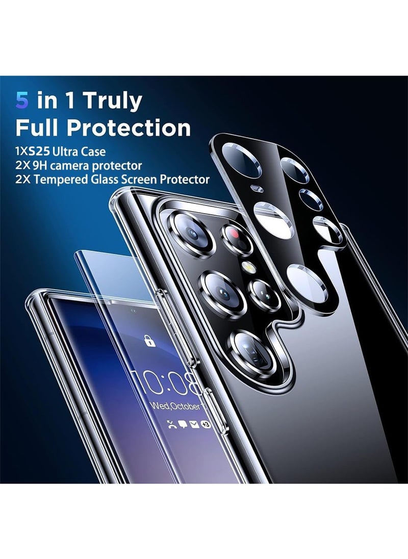 Aookay - [5 in 1] for Samsung Galaxy S25 Ultra Case, Magnetic Clear Case for Magsafe with 2 Tempered Glass Screen Protector 2 Camera Lens Protector [No-Yellowing] Wireless Charging Transparent Back Slim Cover Case - Image 1