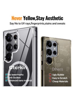 Aookay [5 in 1] for Samsung Galaxy S25 Ultra Case, Magnetic Clear Case for Magsafe with 2 Tempered Glass Screen Protector 2 Camera Lens Protector [No-Yellowing] Wireless Charging Transparent Back Slim Cover Case  - Image 5