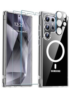 Aookay [5 in 1] for Samsung Galaxy S25 Ultra Case, Magnetic Clear Case for Magsafe with 2 Tempered Glass Screen Protector 2 Camera Lens Protector [No-Yellowing] Wireless Charging Transparent Back Slim Cover Case  - Image 1