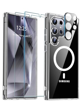 [5 in 1] for Samsung Galaxy S25 Ultra Case, Magnetic Clear Case for Magsafe with 2 Tempered Glass Screen Protector 2 Camera Lens Protector [No-Yellowing] Wireless Charging Transparent Back Slim Cover Case - pzsku/ZDE9C35D2DC5E15C076E4Z/45/_/1737683497/6b3c41e7-1d32-4e4c-aa9f-fb74b0eaf2f6